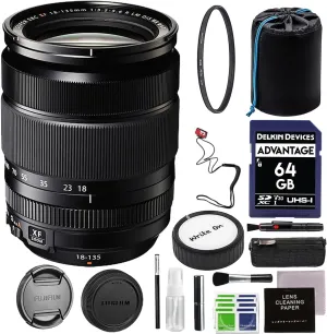 Fujifilm Fujinon XF 18-135mm F3.5-5.6 R LM OIS WR Lens Bundle with Advanced Accessory and Travel Bundle | Fuji XF18-135mm Lens