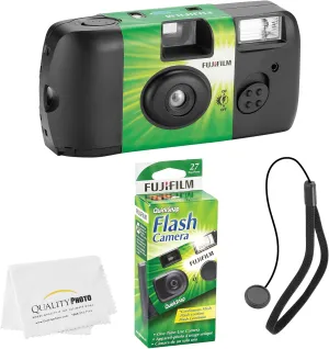 Fujifilm QuickSnap Flash 400 Disposable 35mm Camera (1 Pack) Bonus Hand Strap   Quality Photo Microfiber Cloth