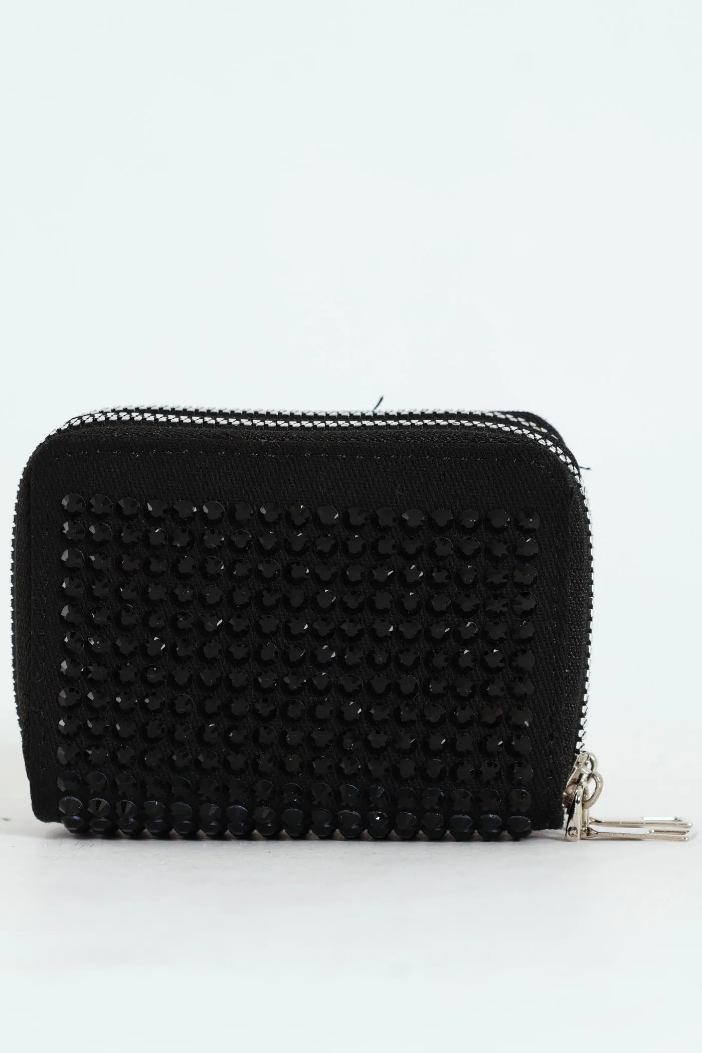 Full Gem Double Zip Wallet - Black