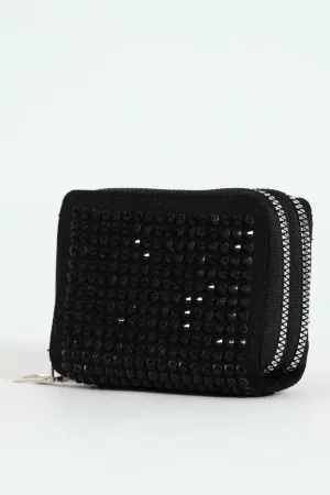 Full Gem Double Zip Wallet - Black