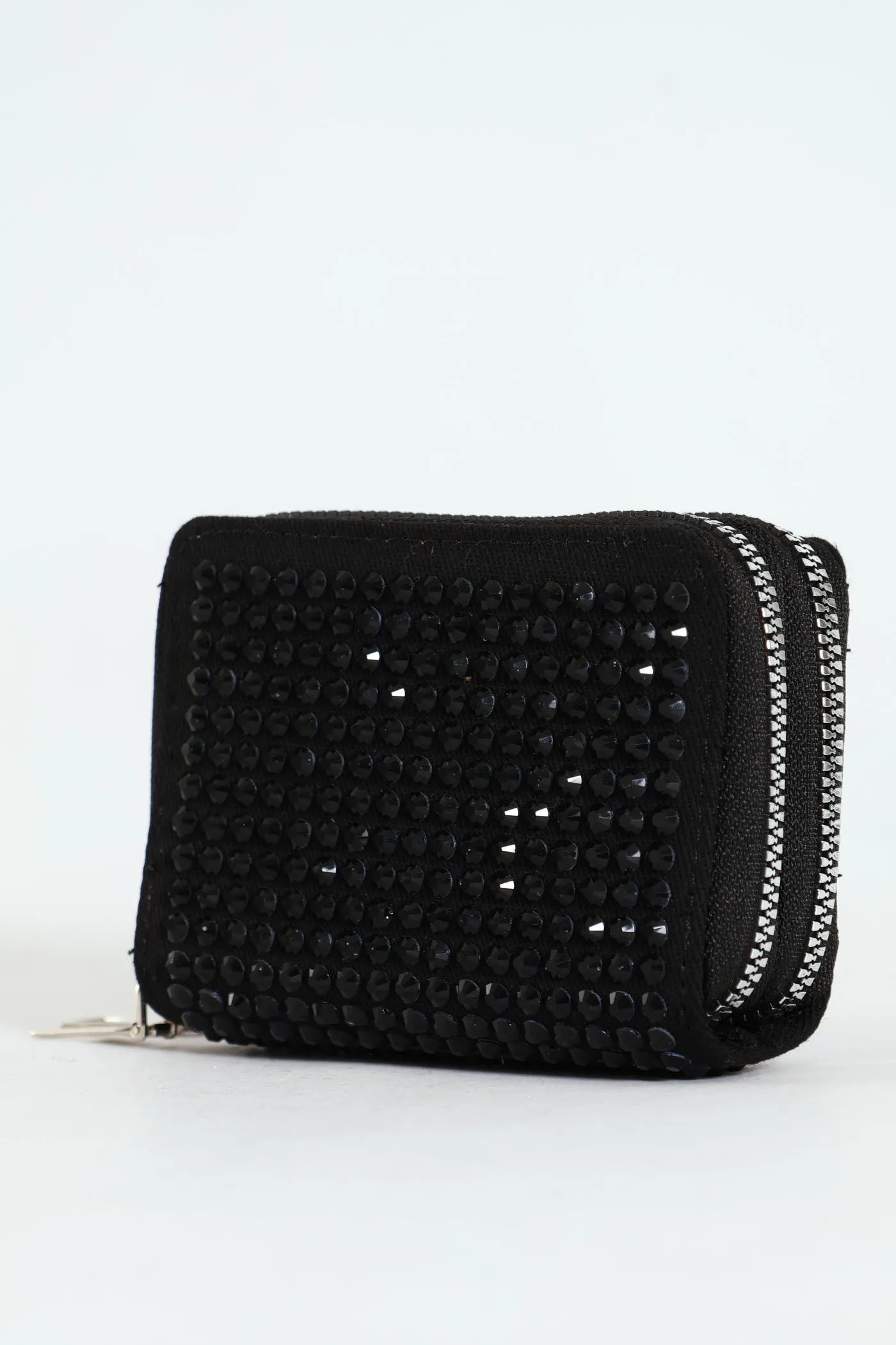 Full Gem Double Zip Wallet - Black