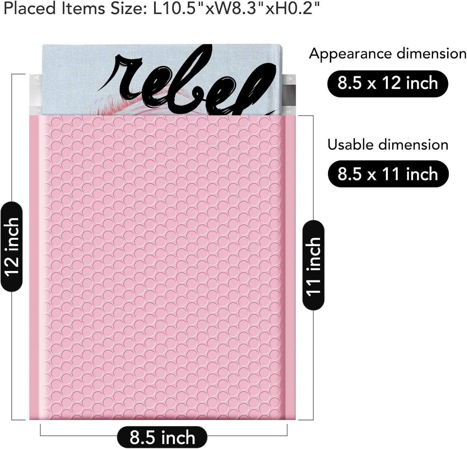 Fuxury Bubble Mailer 8.5x12,Light Pink#2 Poly Bubble Mailers,Self Seal Padded Envelopes,Waterproof Mailing Envelopes,Cushioning Packaging Bags for Books,Clothes, Makeup Supplies 25 Pack