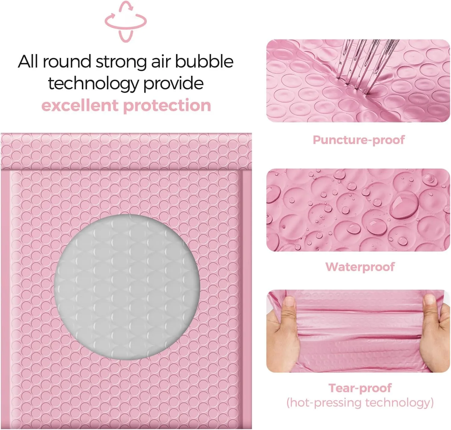 Fuxury Bubble Mailer 8.5x12,Light Pink#2 Poly Bubble Mailers,Self Seal Padded Envelopes,Waterproof Mailing Envelopes,Cushioning Packaging Bags for Books,Clothes, Makeup Supplies 25 Pack