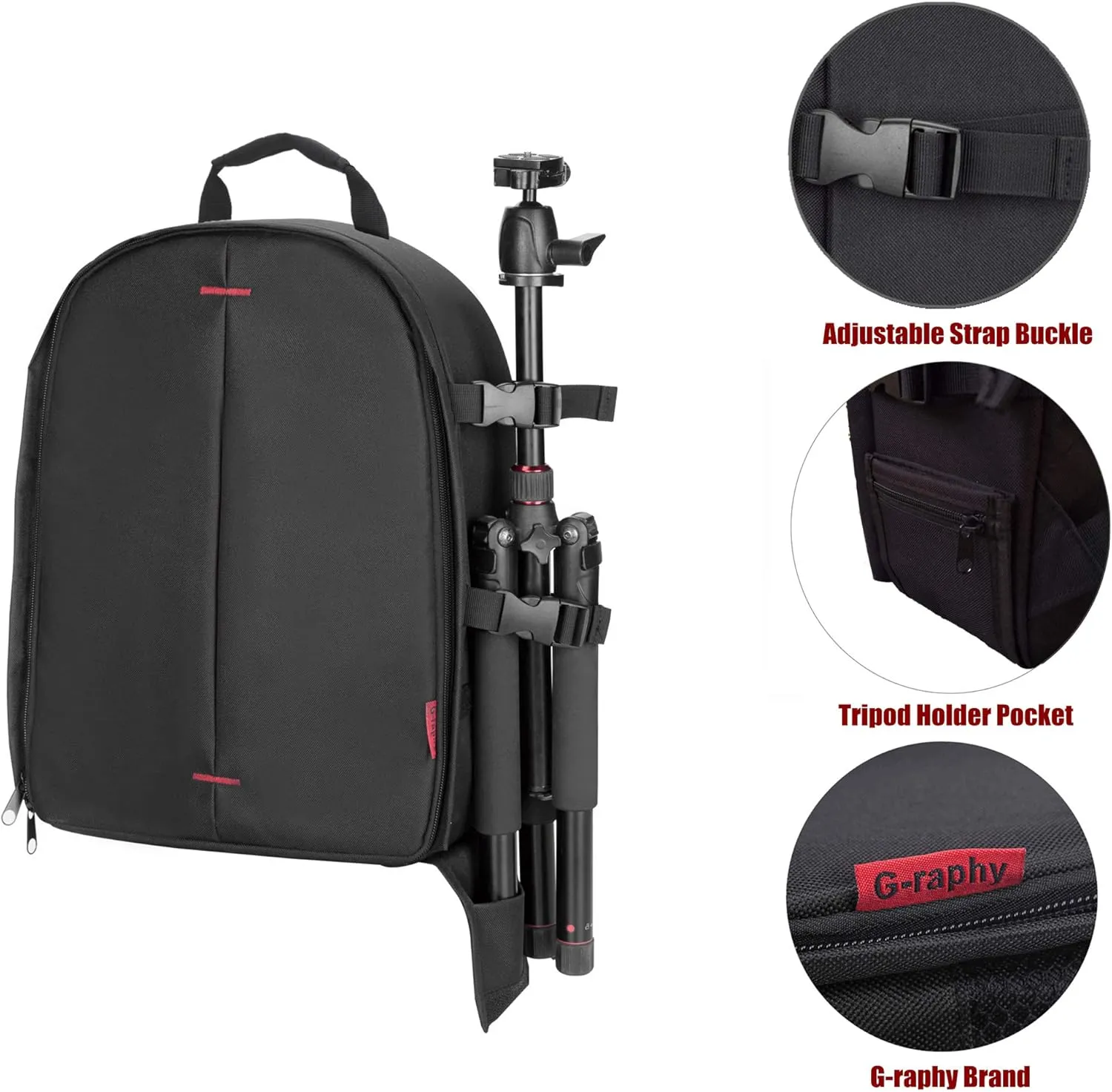 G-raphy Camera Bag Backpack Camera Case Photography Backpack with Tripod Holder/Raincover for DSLR SLR Cameras, Flashes etc Men Women