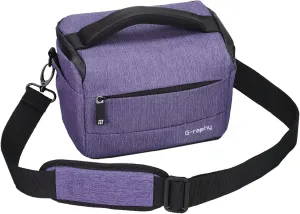 G-raphy Camera Bag Camera Case DSLR SLR Bag Waterproof Shockproof Portable Camera Bags for Photographers with Pu Leather Handle Camera Accessories for Men Women (Purple)