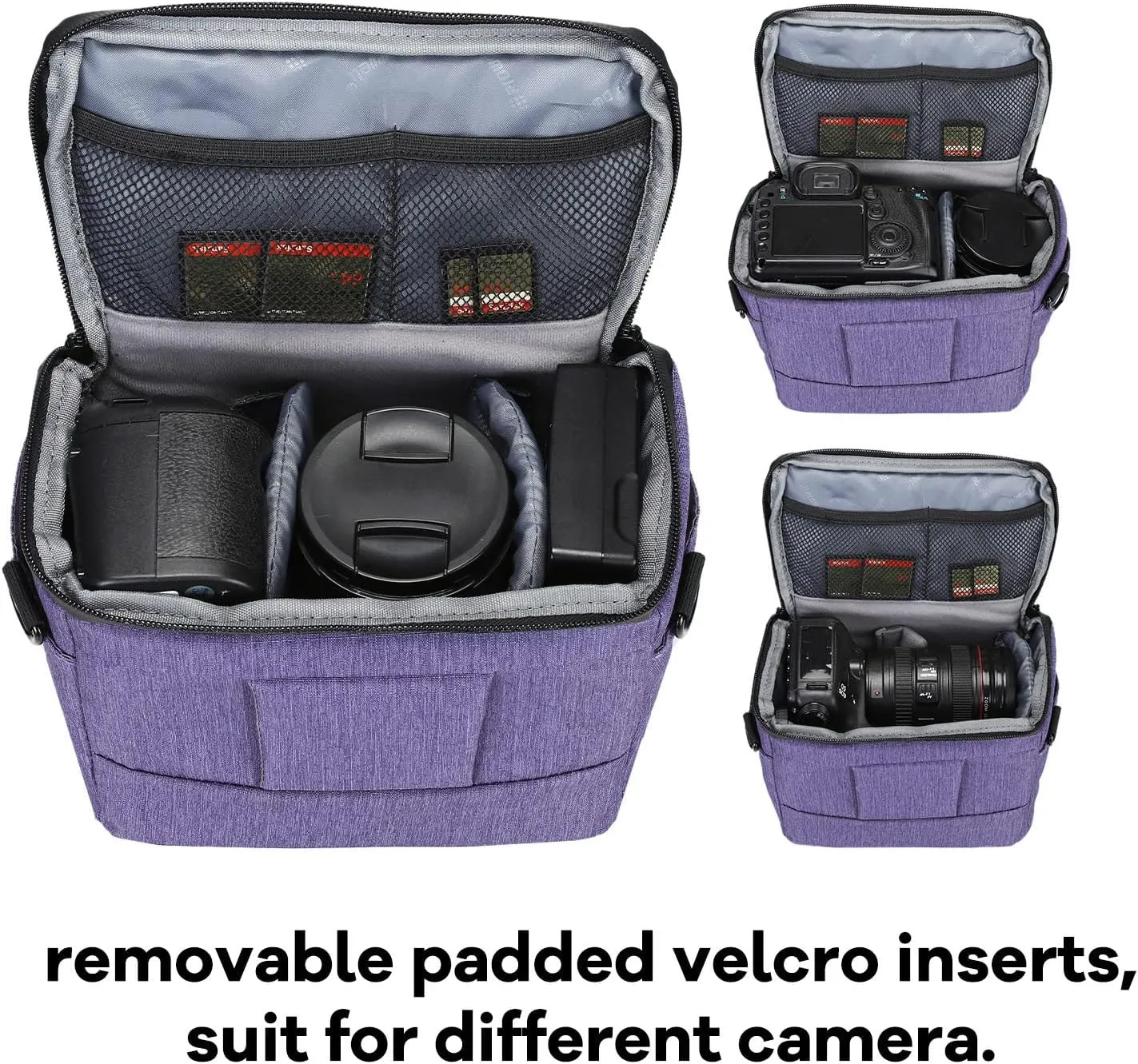 G-raphy Camera Bag Camera Case DSLR SLR Bag Waterproof Shockproof Portable Camera Bags for Photographers with Pu Leather Handle Camera Accessories for Men Women (Purple)
