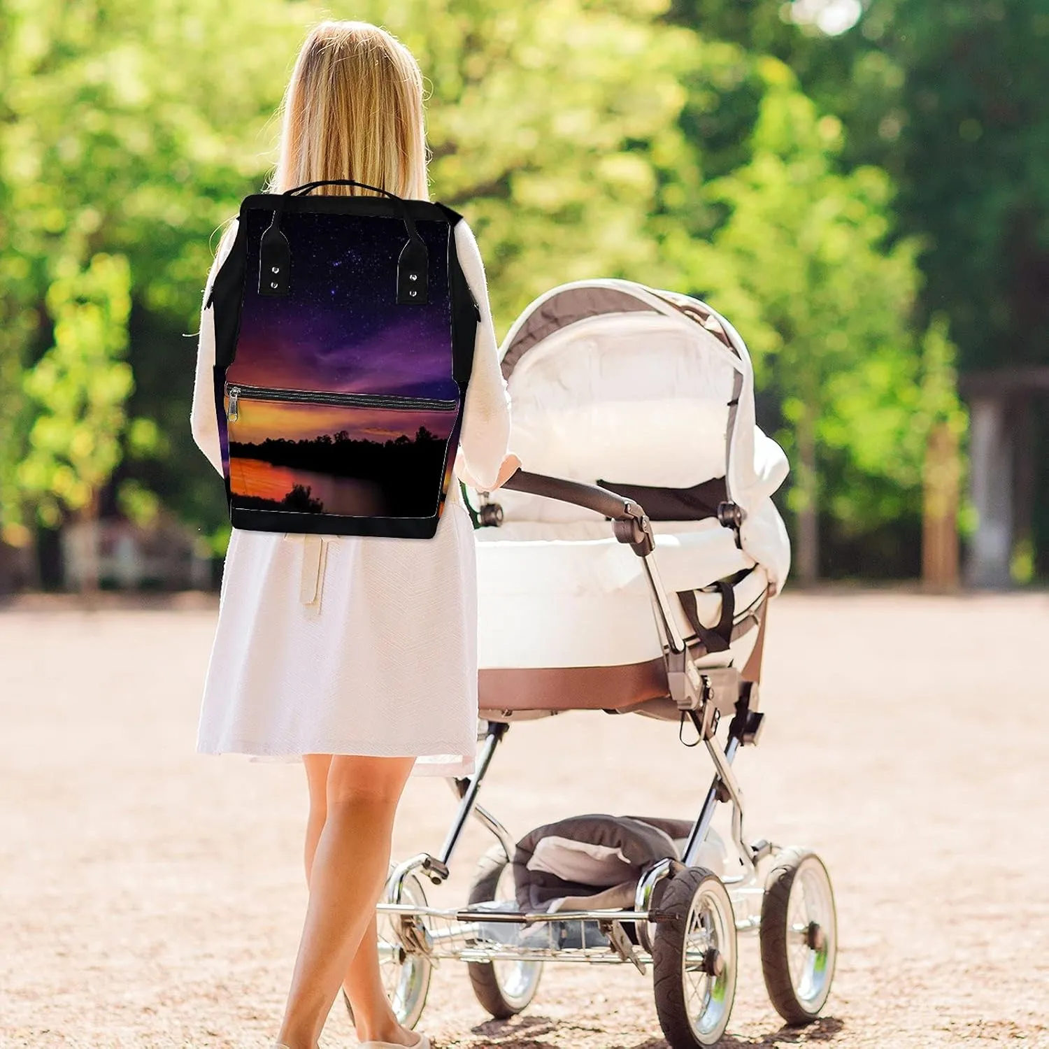 Galaxy Stars Space Dust Night Sky Diaper Bag Backpack, waterproof backpack Baby Nappy Changing Bags Laptop Backpack for Travel, Large Capacity, Durable and Stylish for Woman and Men.