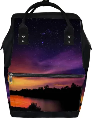 Galaxy Stars Space Dust Night Sky Diaper Bag Backpack, waterproof backpack Baby Nappy Changing Bags Laptop Backpack for Travel, Large Capacity, Durable and Stylish for Woman and Men.