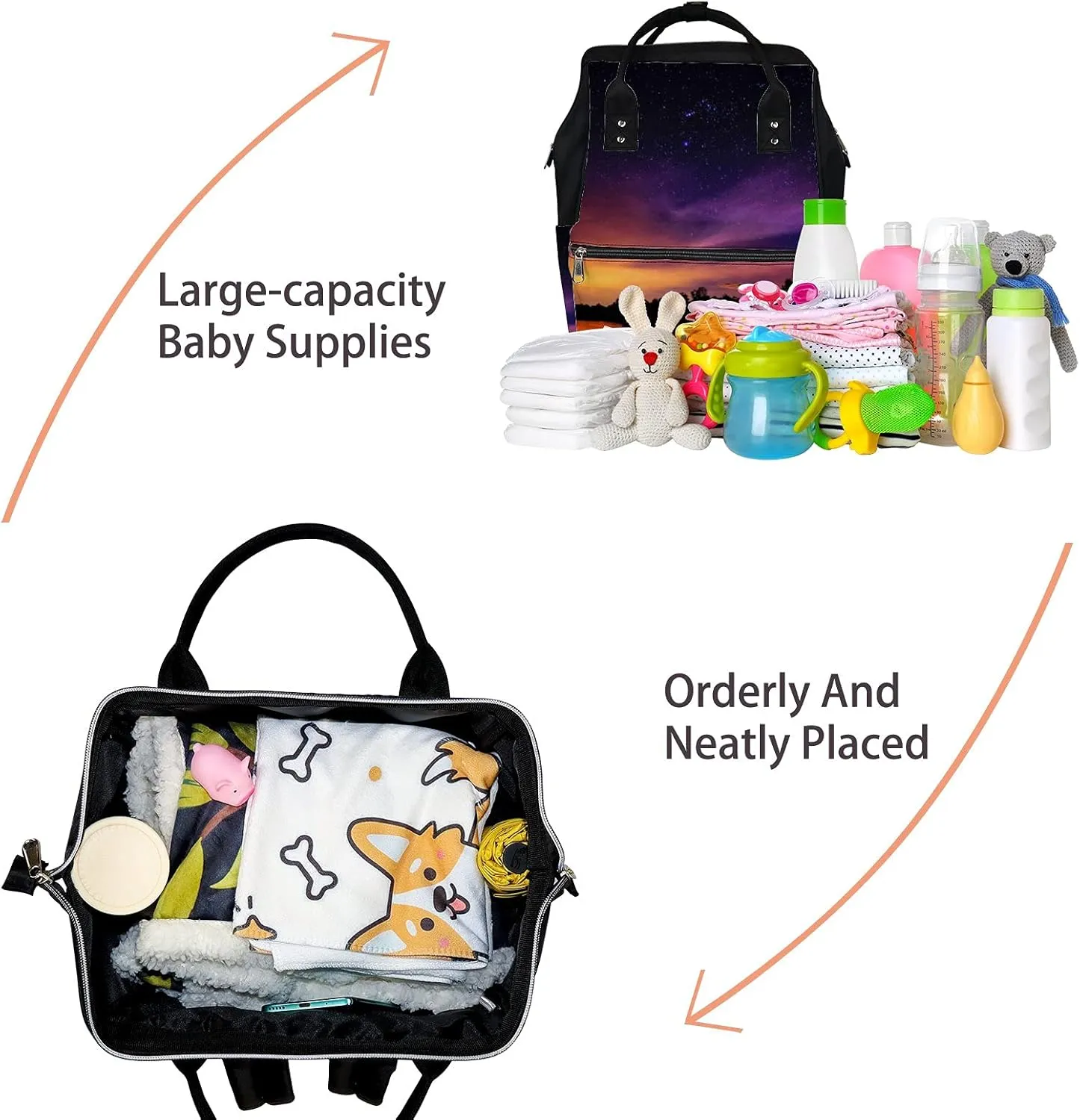 Galaxy Stars Space Dust Night Sky Diaper Bag Backpack, waterproof backpack Baby Nappy Changing Bags Laptop Backpack for Travel, Large Capacity, Durable and Stylish for Woman and Men.