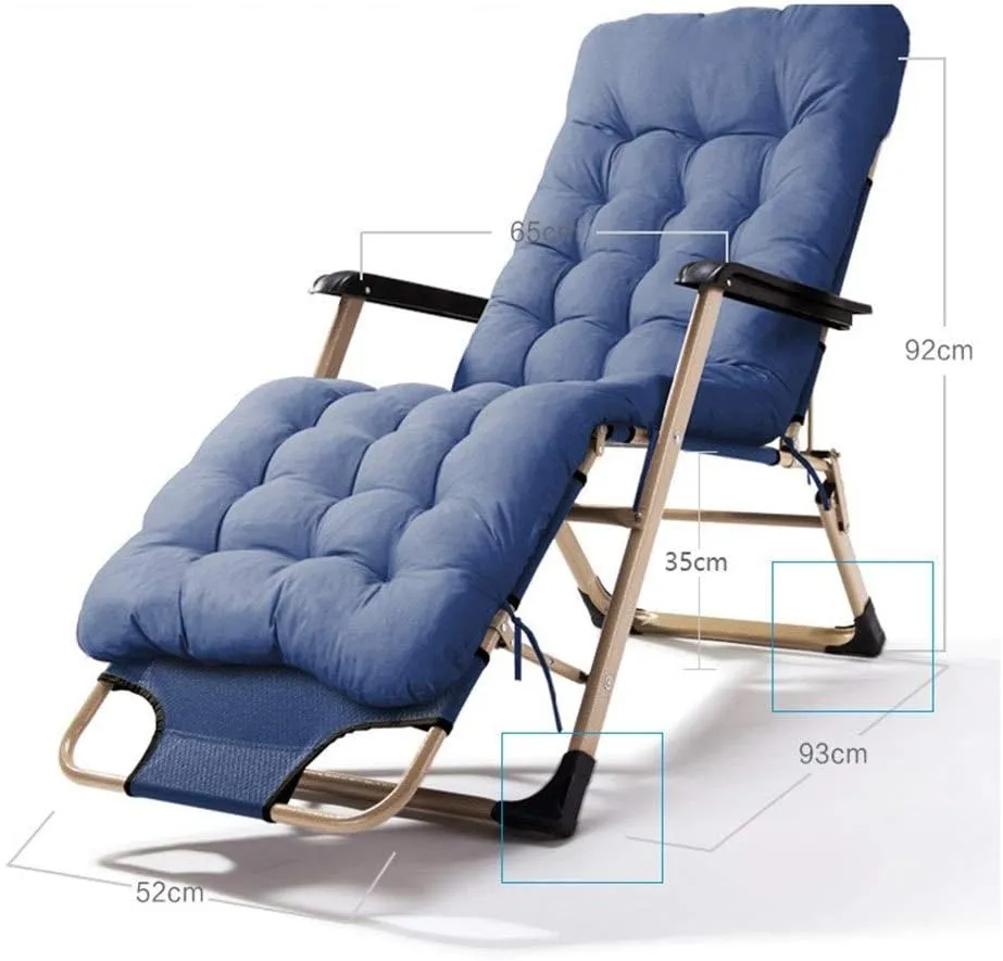Garden Lounger Chairs Deck Folding Recliner Zero Gravity Outdoor Chair Made from Steel Frame for Patio Or Beach, Balcony, Park Or Campsite c2003(Blue)