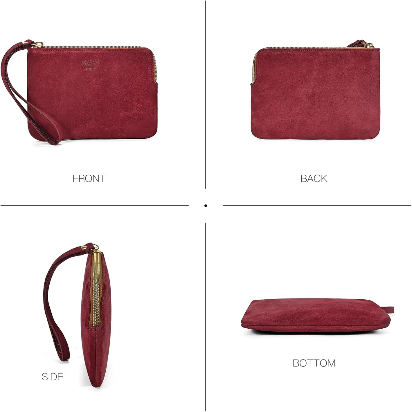 Genuine Leather 4.5 x 6.5 Wristlet Purse for Women, Evening Wristlet Pouch Clutch Bag