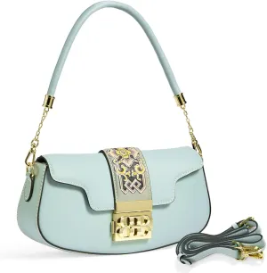 Genuine Leather Shoulder Bag for Women Hand Carved Painted Leather Clutch Saddle Bag Cute Hobo Tote Handbag Purse