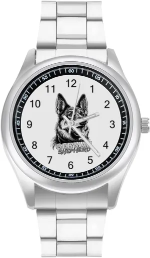 German Shepherd Dog Casual Wrist Watches for Men Classic Business Dress Watch Big Face for Work Gym