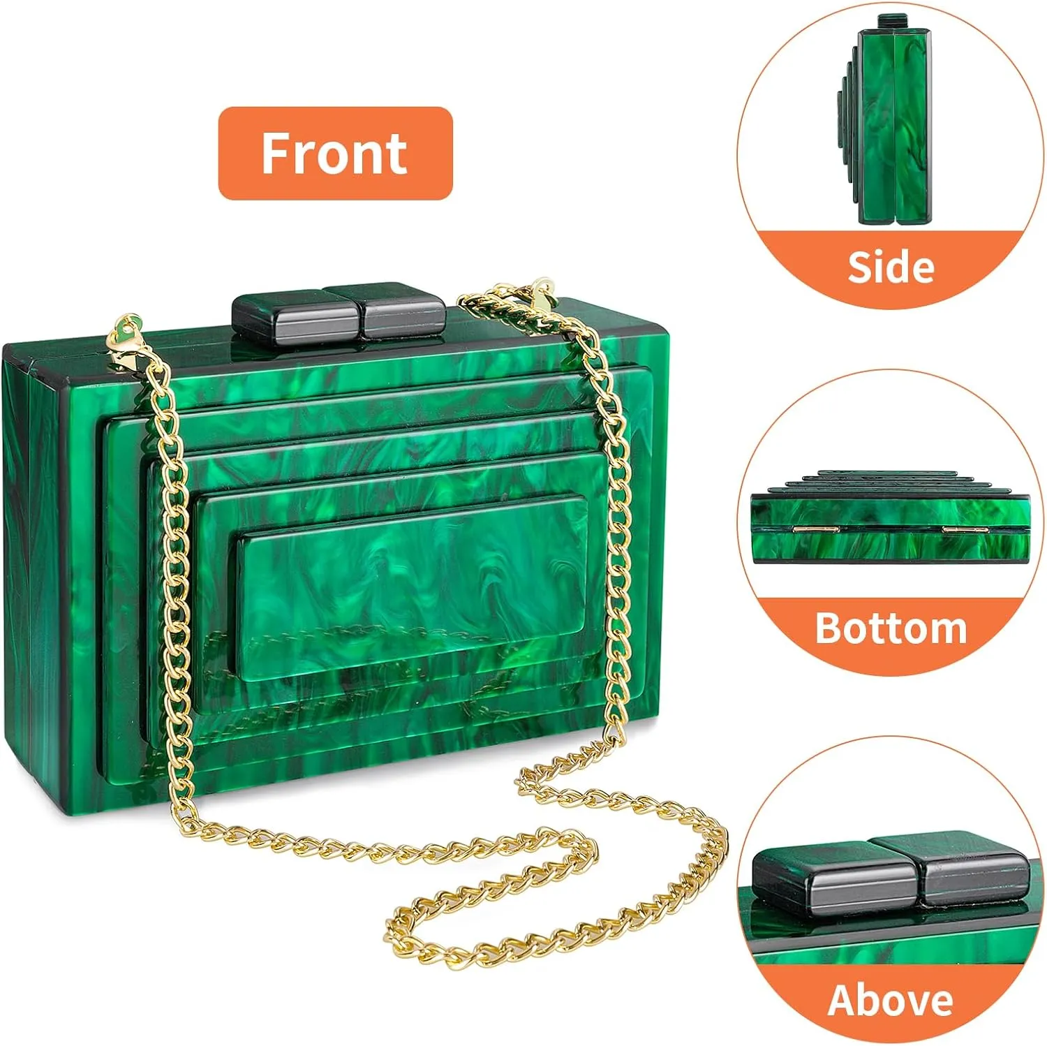 Gets Acrylic Clutch Purses for Women Evening Bag Eyes Multicolor Perspex Box Clutch Glitter Purse Handbags Crossbody Bag