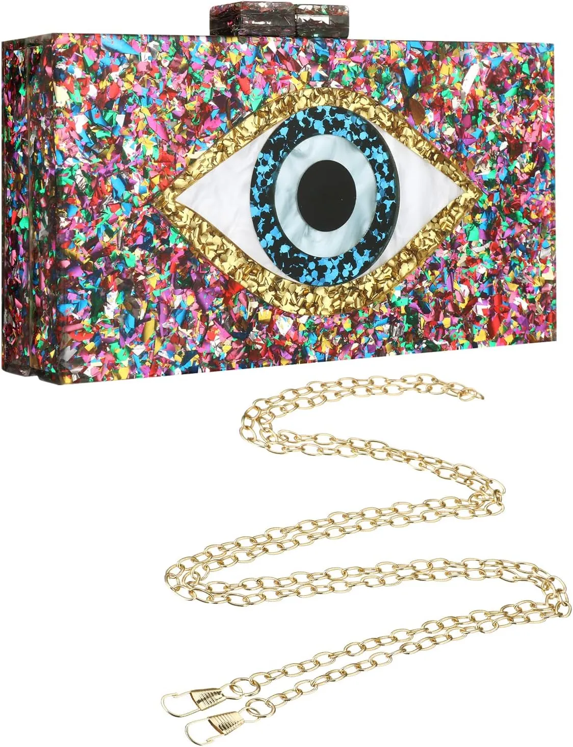 Gets Acrylic Clutch Purses for Women Evening Bag Eyes Multicolor Perspex Box Clutch Glitter Purse Handbags Crossbody Bag