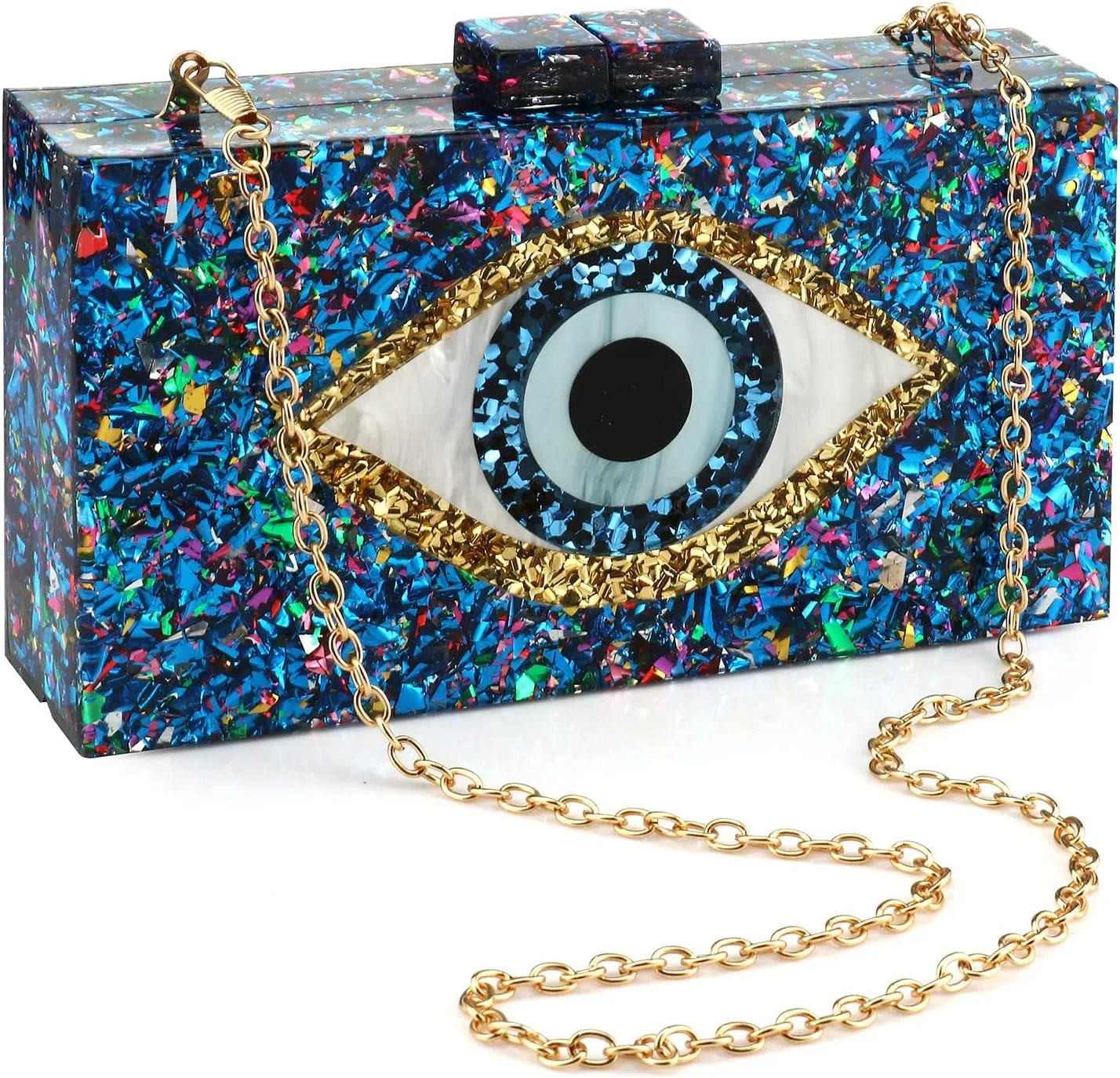 Gets Acrylic Clutch Purses for Women Evening Bag Eyes Multicolor Perspex Box Clutch Glitter Purse Handbags Crossbody Bag