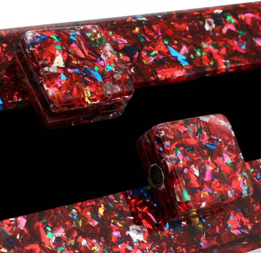 Gets Acrylic Purses and Handbags for Women Multicolor Perspex Geometric Patterns Box Clutch Banquet Evening Crossbody Handbag