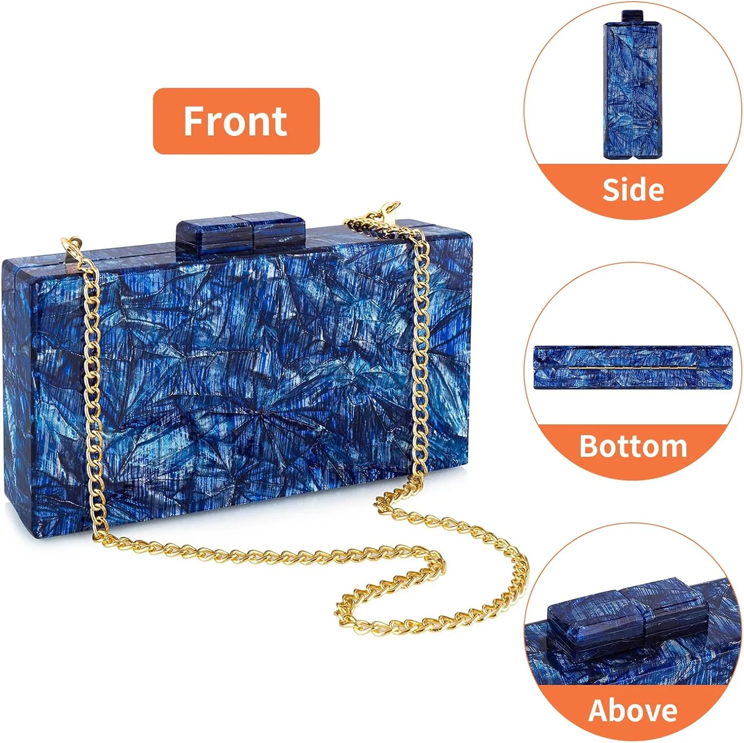 Gets Acrylic Purses and Handbags for Women Pleated Interlayer Unique Evening Clutch Bag for Wedding Cocktail Party Prom