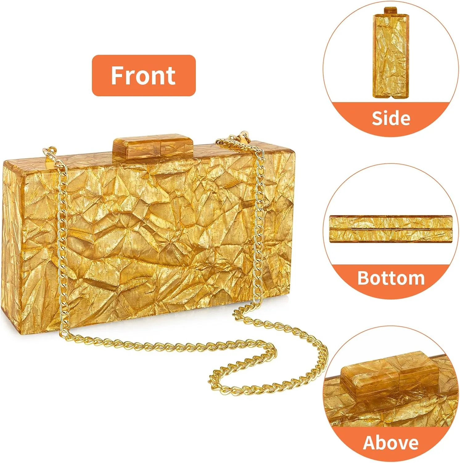 Gets Acrylic Purses and Handbags for Women Pleated Interlayer Unique Evening Clutch Bag for Wedding Cocktail Party Prom