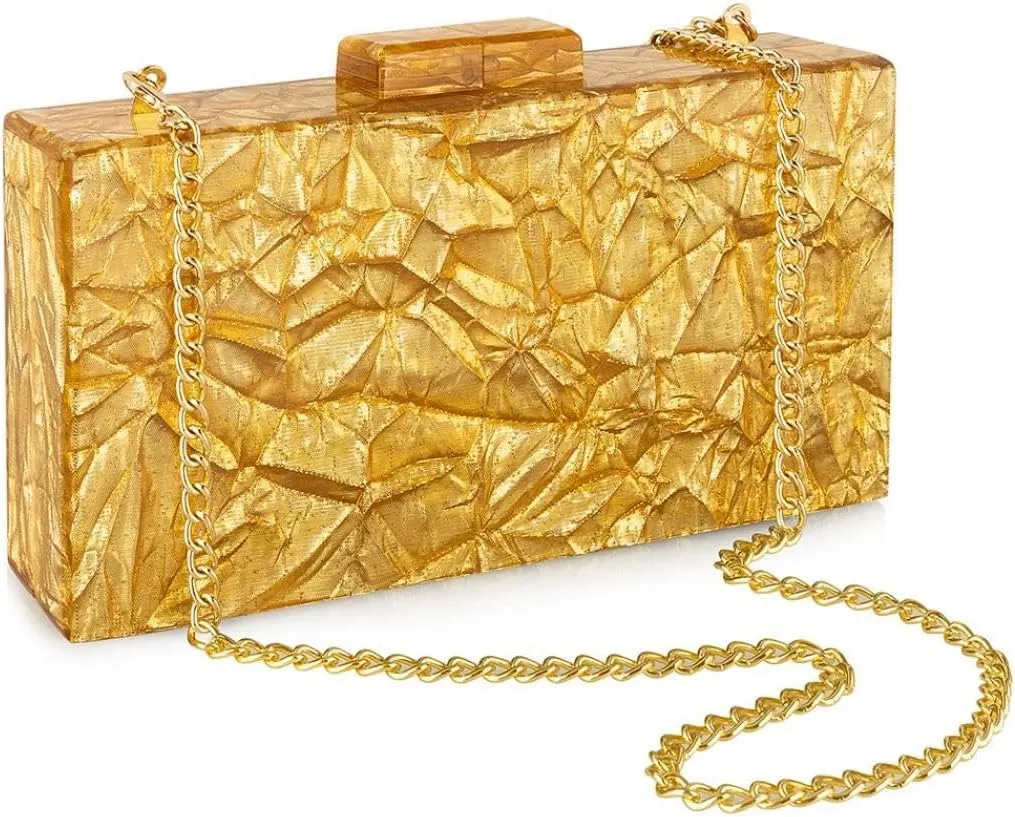 Gets Acrylic Purses and Handbags for Women Pleated Interlayer Unique Evening Clutch Bag for Wedding Cocktail Party Prom