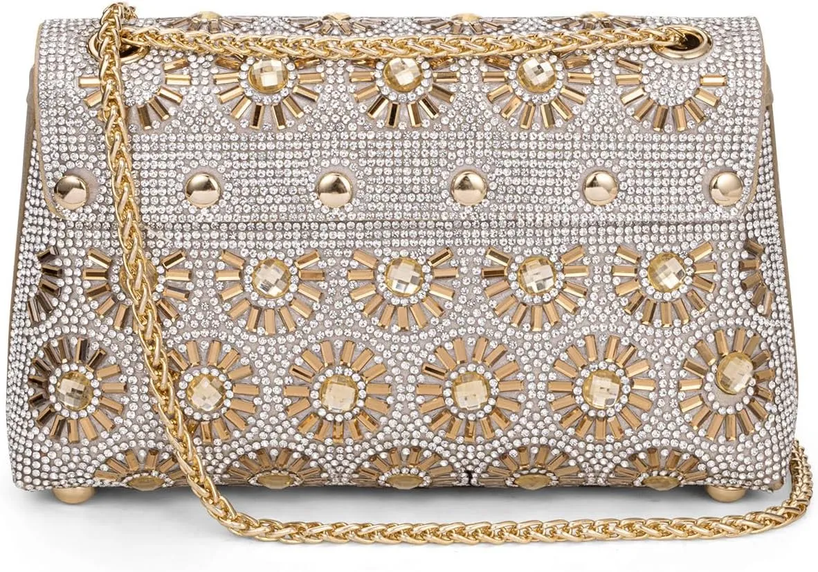 Gets Sparkly Rhinestones Clutch Purses for Women Purses and Handbags for Wedding Party Evening Crossbody Bag with Chain
