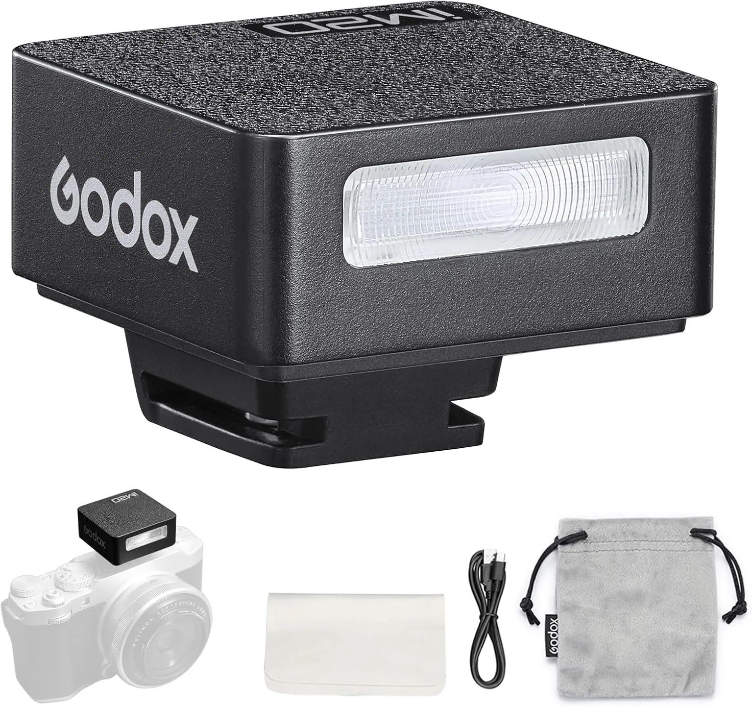 Godox iM20 Camera Flash, USB C Charging Built-in Battery with 5 Levels Flash Power for Canon/Sony/Fujifilm/Nikon/Panasonic/Olympus, for Cameras with Single-Contact Hotshoe