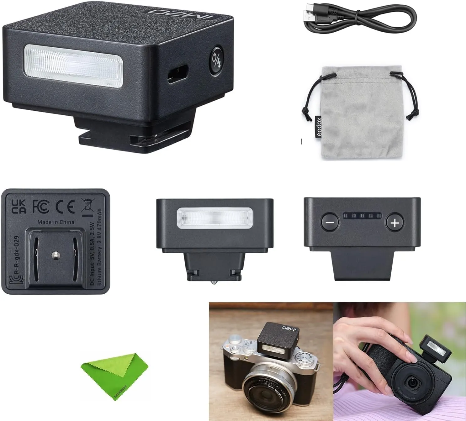 Godox iM20 Mini Flash Speedlight for Canon, Sony, Fuji, Nikon, Panasonic Olympus Pentax, 3s Recycle Time, Approx.440 Flash Times, Flash for Sony ZV1, NOT for Sony ZV-1F (Built-in Lithium Battery)