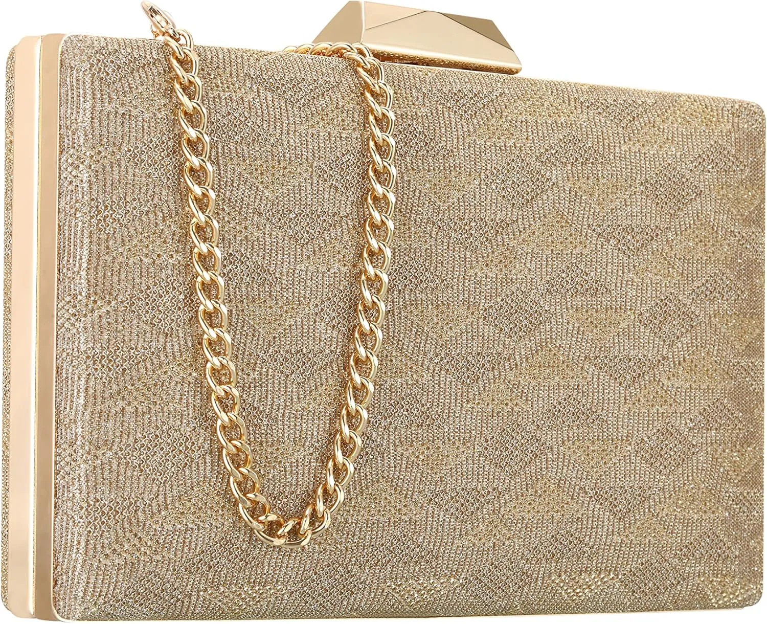 Gold Clutch Purse For Women - Evening Bag For Wedding, Party, Bridal, Prom - Shoulder Clutch Handbag