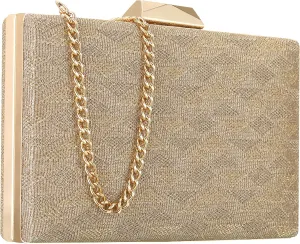 Gold Clutch Purse For Women - Evening Bag For Wedding, Party, Bridal, Prom - Shoulder Clutch Handbag