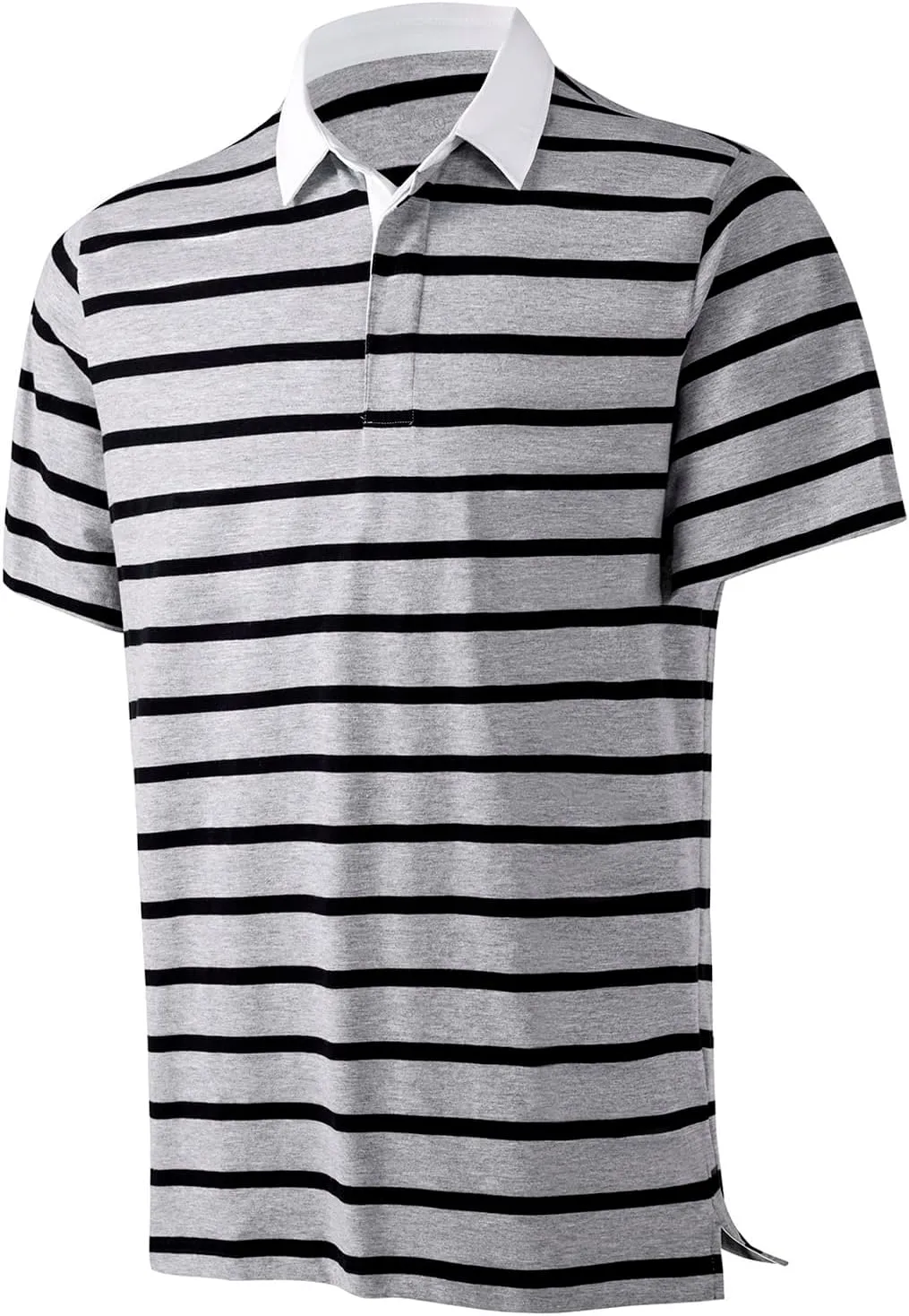 Golf Polo Shirts for Men Classic Striped Button up Collared Short Sleeve T-Shirts Casual Business Office Work Tops