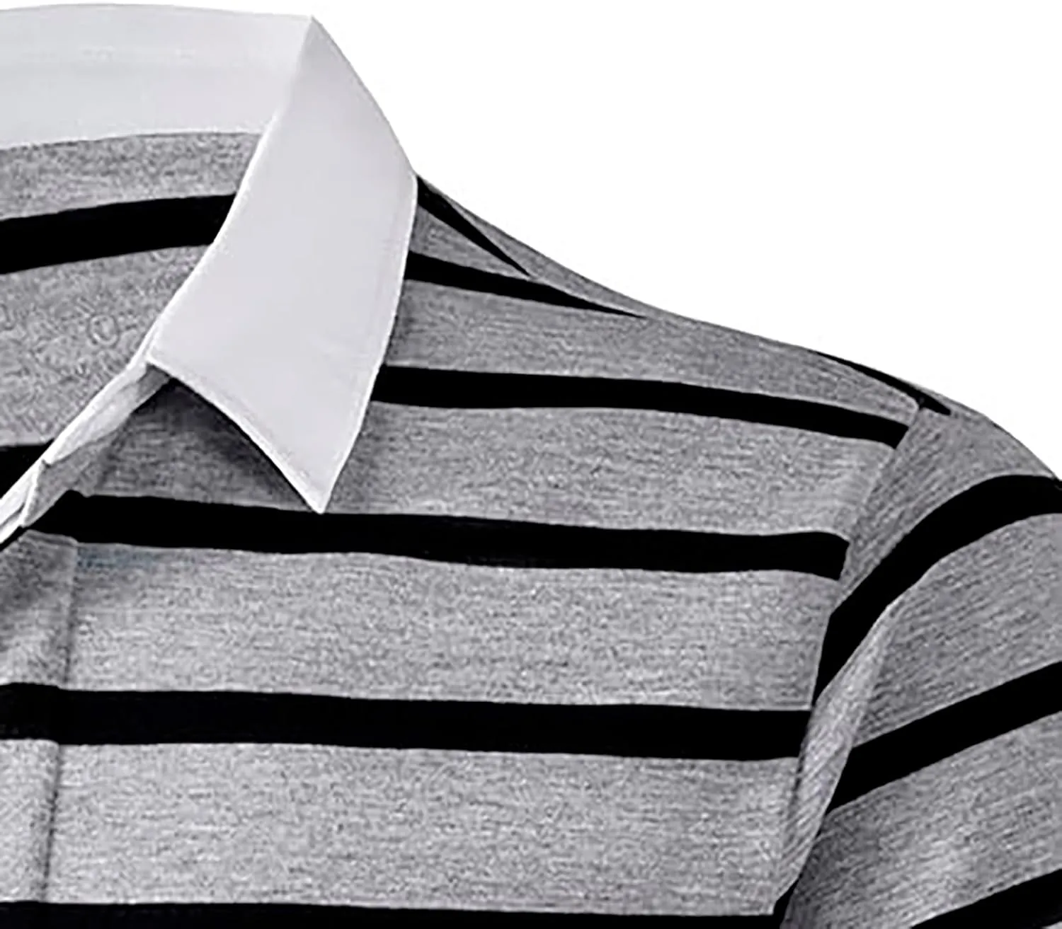 Golf Polo Shirts for Men Classic Striped Button up Collared Short Sleeve T-Shirts Casual Business Office Work Tops
