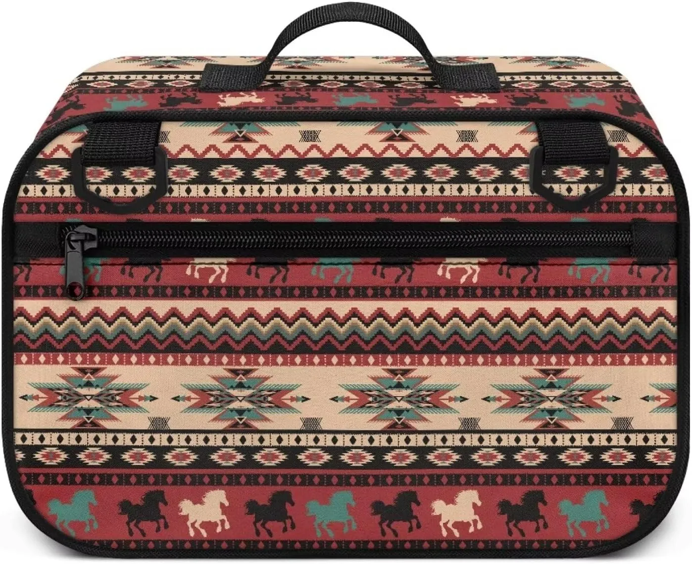 Gomyblomy Aztec Horses Universal Stroller Organizer Large Capacity Stroller Diaper Bag with Handle and Detachable Shoulder Strap Portable Baby Bag Organizer Accessory for Stroller