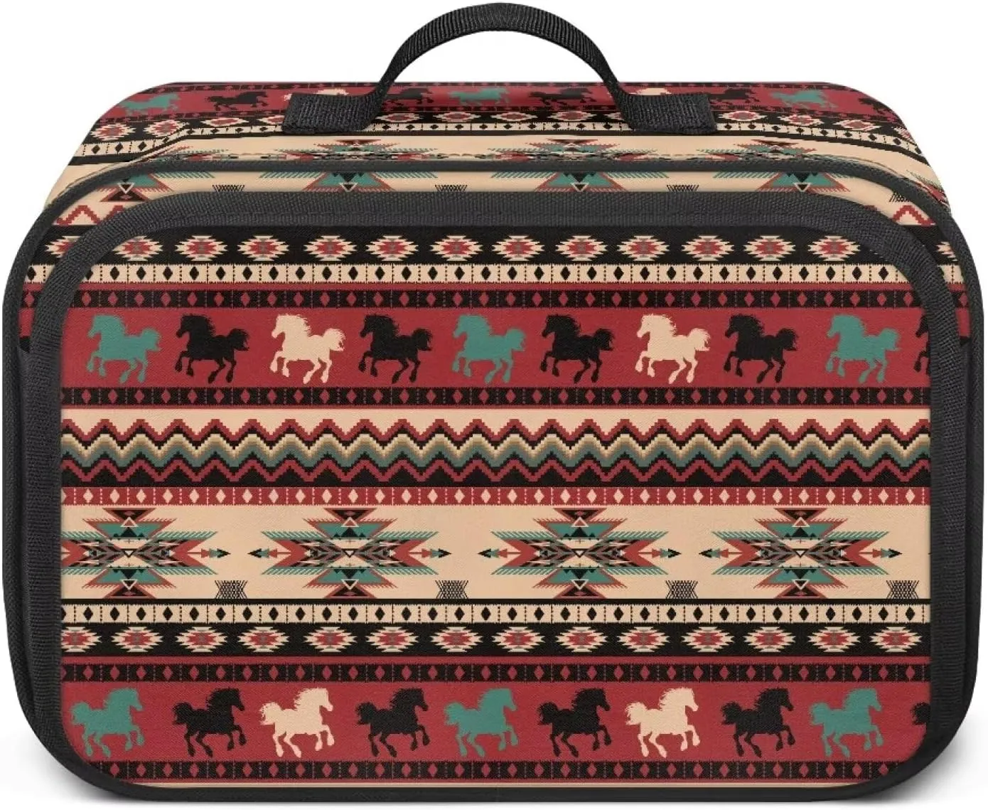 Gomyblomy Aztec Horses Universal Stroller Organizer Large Capacity Stroller Diaper Bag with Handle and Detachable Shoulder Strap Portable Baby Bag Organizer Accessory for Stroller