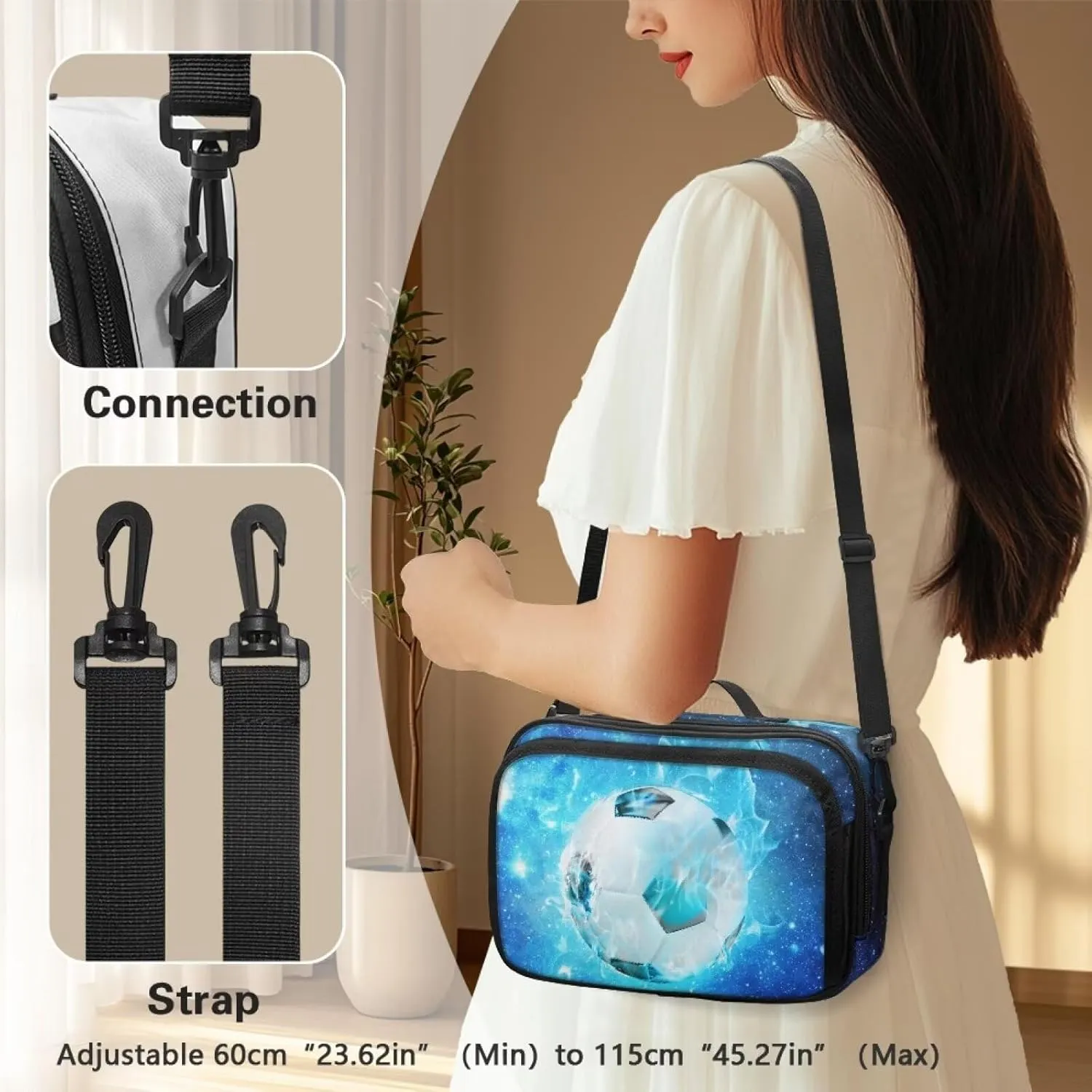Gomyblomy Blue Flame Soccer Stroller Organizer for Travel Universal Baby Stroller Accessories Portable Stroller Diaper Bags with Zipper Closure and Shoulder Strap Baby Bag Organizer Pouch