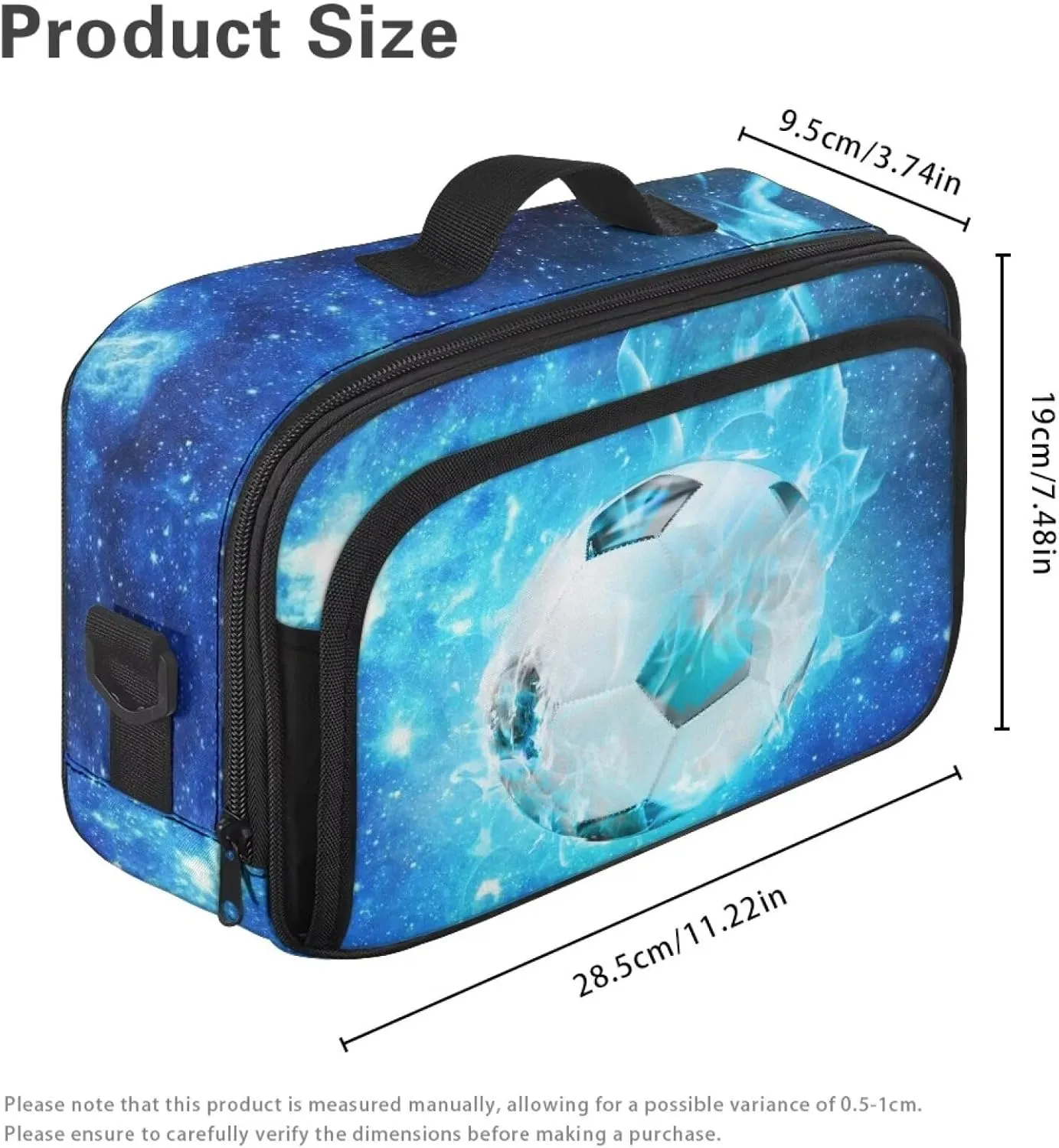 Gomyblomy Blue Flame Soccer Stroller Organizer for Travel Universal Baby Stroller Accessories Portable Stroller Diaper Bags with Zipper Closure and Shoulder Strap Baby Bag Organizer Pouch
