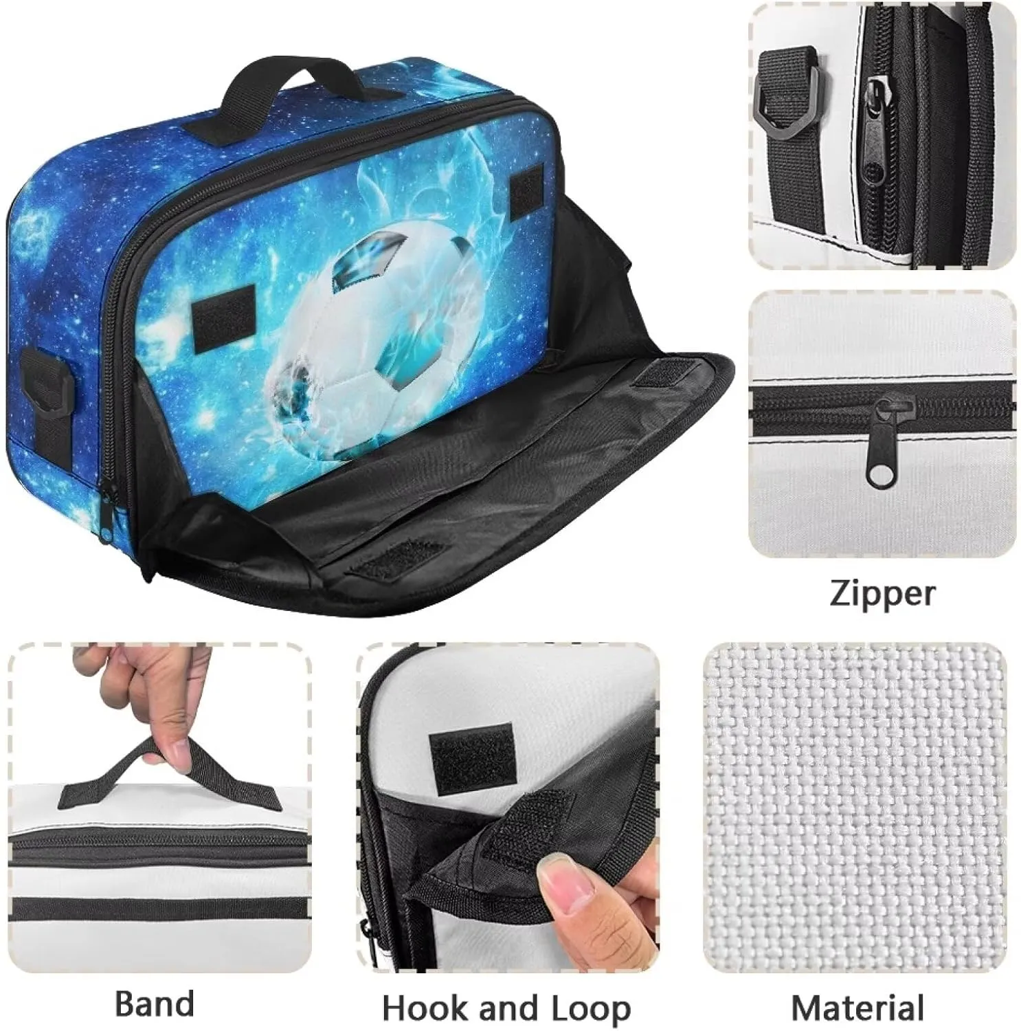 Gomyblomy Blue Flame Soccer Stroller Organizer for Travel Universal Baby Stroller Accessories Portable Stroller Diaper Bags with Zipper Closure and Shoulder Strap Baby Bag Organizer Pouch