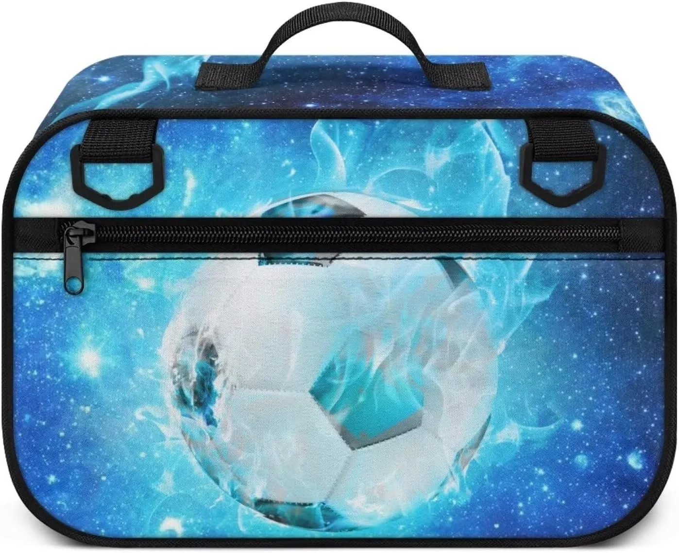 Gomyblomy Blue Flame Soccer Stroller Organizer for Travel Universal Baby Stroller Accessories Portable Stroller Diaper Bags with Zipper Closure and Shoulder Strap Baby Bag Organizer Pouch