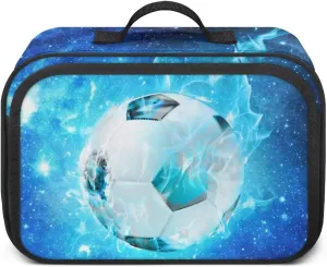 Gomyblomy Blue Flame Soccer Stroller Organizer for Travel Universal Baby Stroller Accessories Portable Stroller Diaper Bags with Zipper Closure and Shoulder Strap Baby Bag Organizer Pouch
