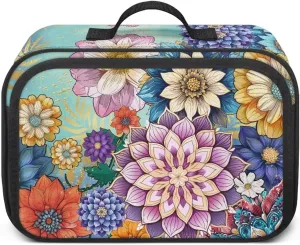 Gomyblomy Boho Flowers Stroller Organizer with Cup Holder Floral Universal Stroller Caddy with Non Slip Hooks and Shoulder Straps Portable Baby Stroller Storage Bag with Zippers