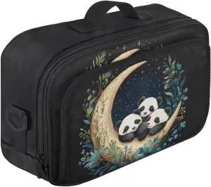 Gomyblomy Cute Stroller Organizer Pandas Moon Print Baby Stroller Storage Bag with Adjustable Shoulder Strap Portable Diaper Bag Universal Stroller Accessories for Newborn Babies