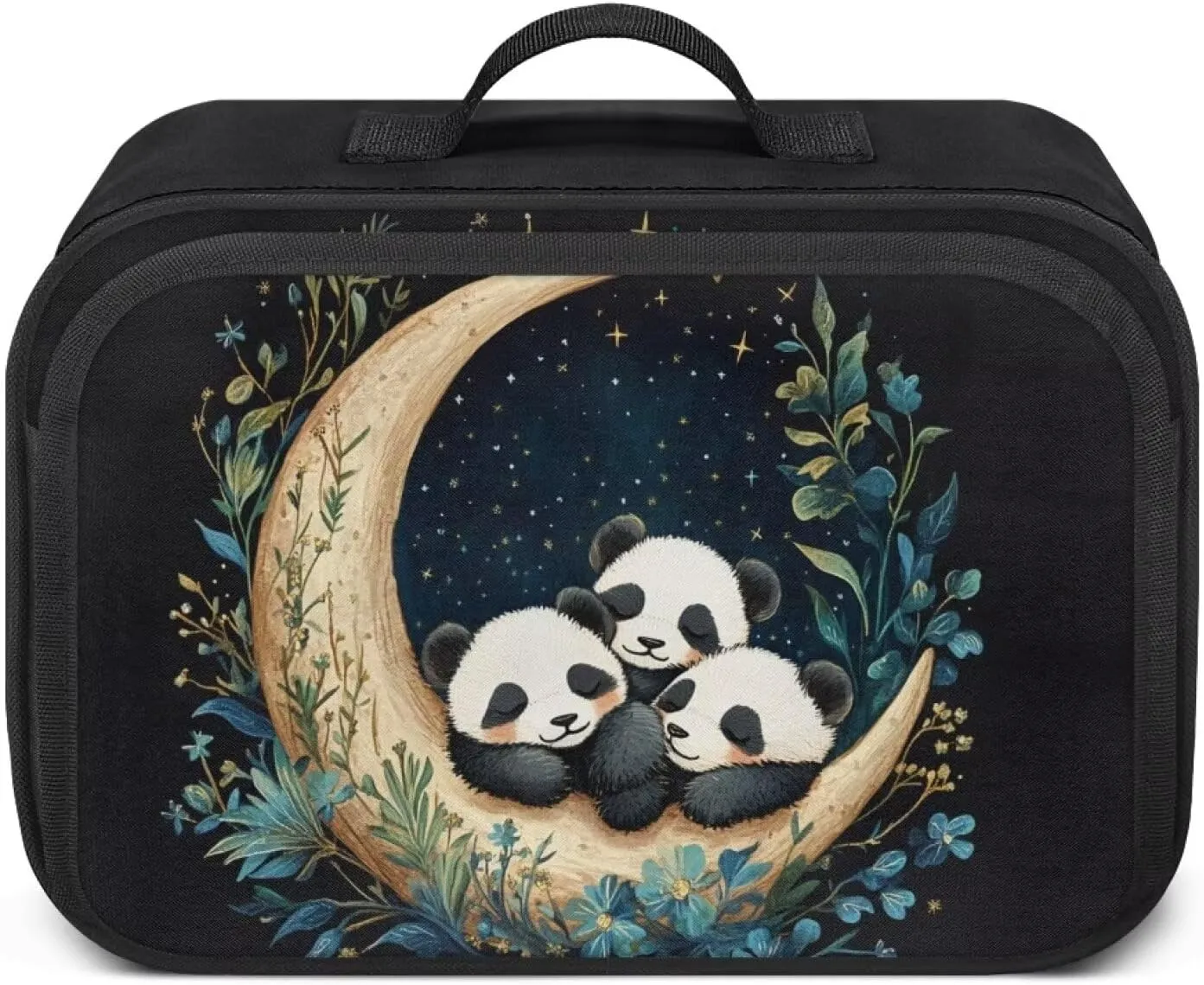 Gomyblomy Cute Stroller Organizer Pandas Moon Print Baby Stroller Storage Bag with Adjustable Shoulder Strap Portable Diaper Bag Universal Stroller Accessories for Newborn Babies