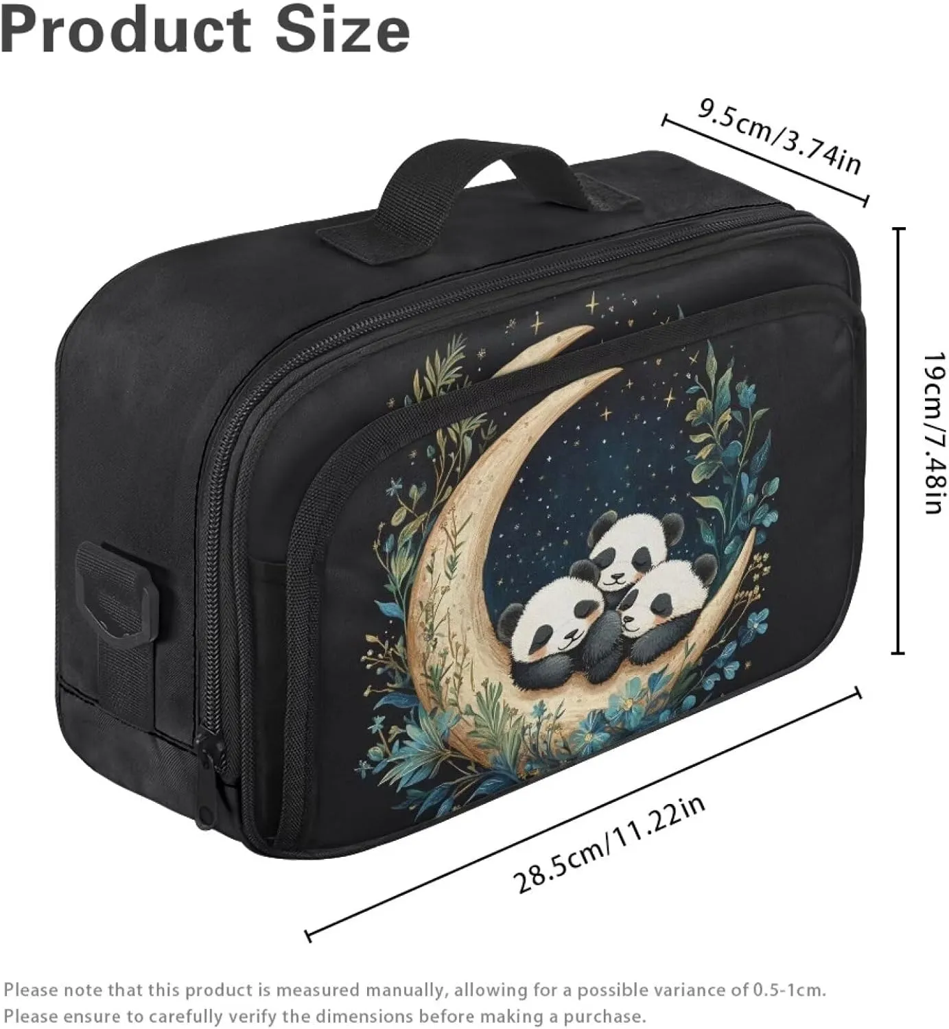 Gomyblomy Cute Stroller Organizer Pandas Moon Print Baby Stroller Storage Bag with Adjustable Shoulder Strap Portable Diaper Bag Universal Stroller Accessories for Newborn Babies