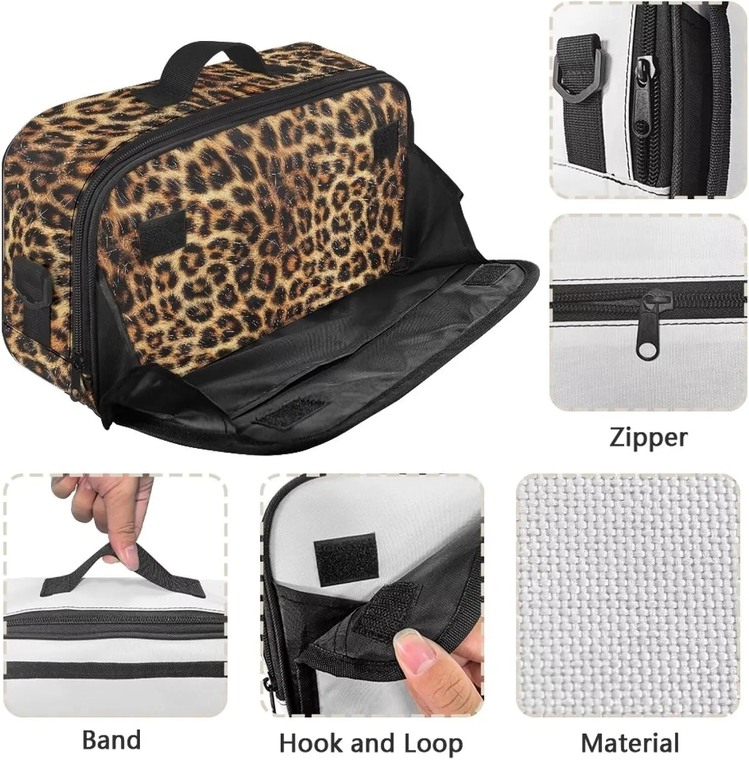 Gomyblomy Leopard Print Small Diaper Bag Portable Stroller Caddy Organizer with Cup Holder Detachable Shoulder Straps Large Capacity Baby Stroller Storage Bags Accessories for Babies