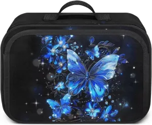 Gomyblomy Stroller Organizer Blue Butterfly Universal Stroller Organizer with Zippers Large Capacity Baby Stroller Caddy Diaper Storage Bags with Detachable Shoulder Strap for Travel