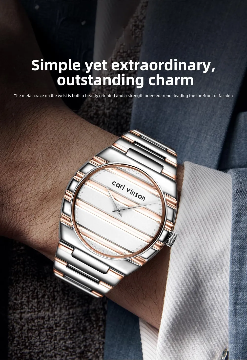 Gosasa Business Dress Men's & Women's Quartz Watch Stylish Classic Analog Wristwatch with Stainless Steel Band Minimalist Waterproof Watch
