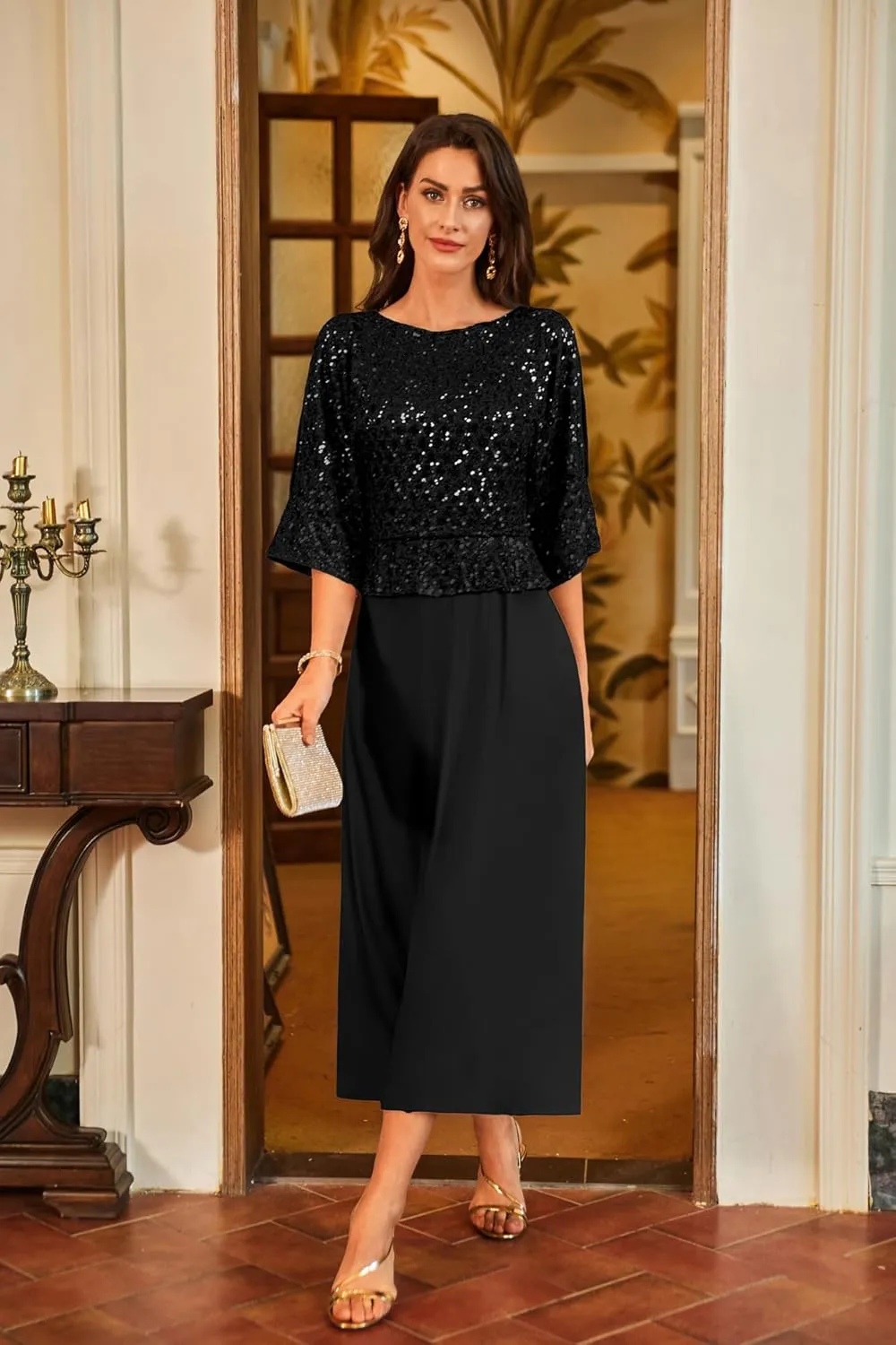 GRACE KARIN Sequin Dress for Women 2025 Mother of The Bride Dresses Wedding Guest Formal Chiffon Evening Gown
