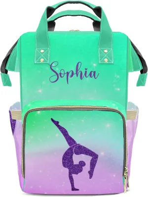 Gymnastics Leap Pastel Cute Diaper Bag Baby Nappy Bag Daughter Multi-Function Custom Baby Bag Picnic Diaper Carrying Bag Unisex Gifts with Name