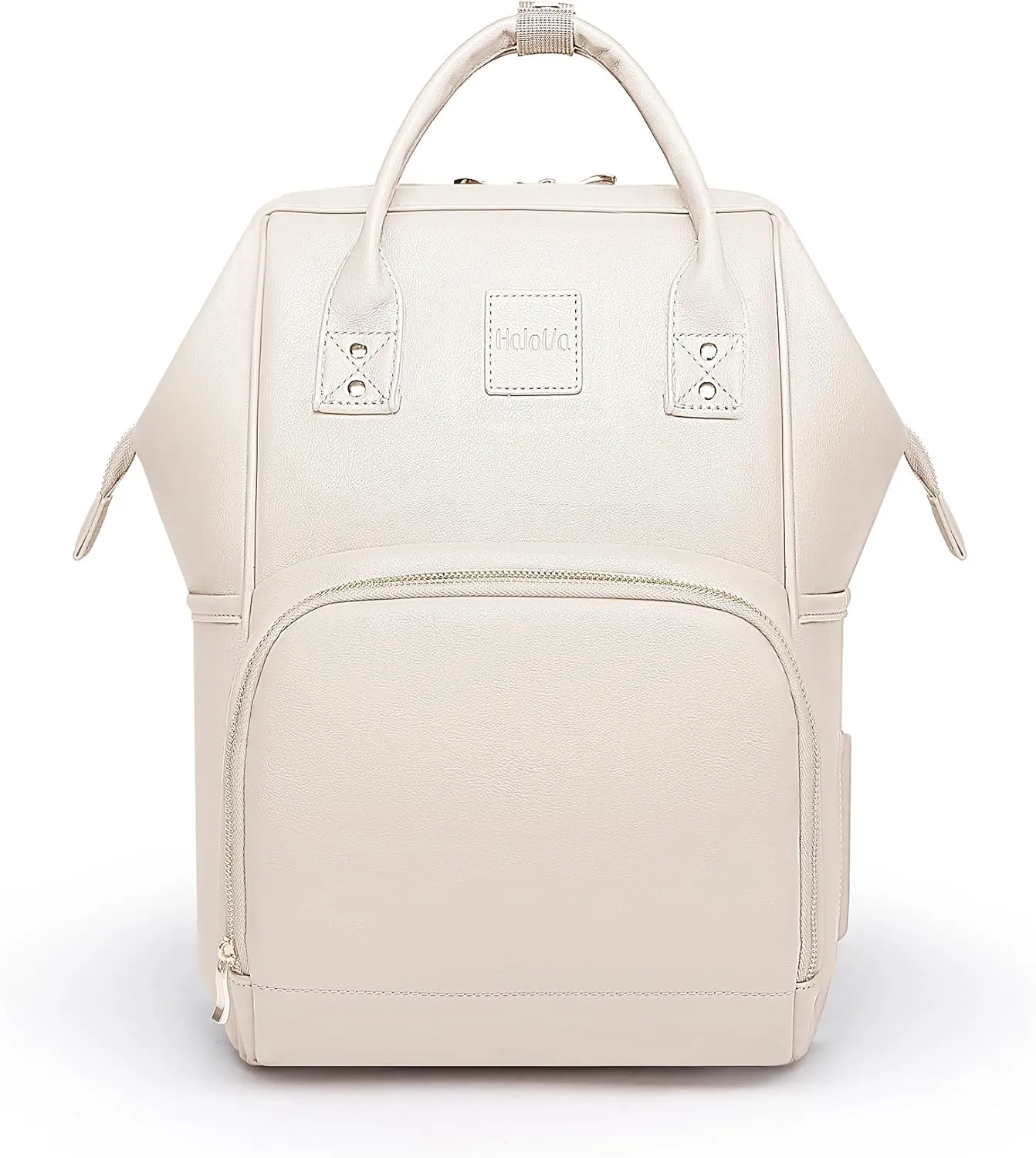 HaloVa Diaper Bag, Leather Backpack Eco-Friendly Leather Daddy Mommy Baby Bag with 24L Capacity & Multiple Pockets