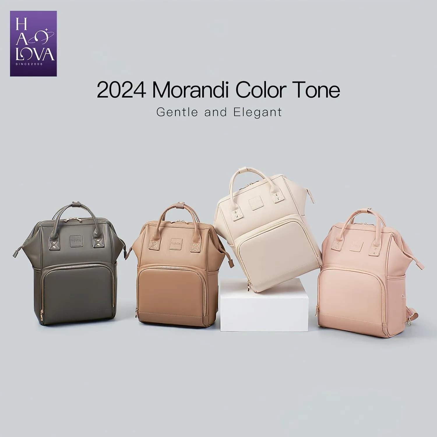 HaloVa Diaper Bag, Leather Backpack Eco-Friendly Leather Daddy Mommy Baby Bag with 24L Capacity & Multiple Pockets