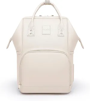 HaloVa Diaper Bag, Leather Backpack Eco-Friendly Leather Daddy Mommy Baby Bag with 24L Capacity & Multiple Pockets